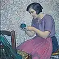 Winding yarn. The model was Louise Descharles. Collections of the Pas-de-Calais Department Council Probably early 1930s.