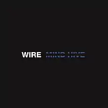 The band's name written in white and the album title in blue with a thick black line striking it on a black background