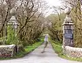 The gates to Worthyvale Manor near the River Camel, Slaughterbridge