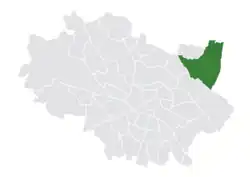 Location of the district within Wrocław