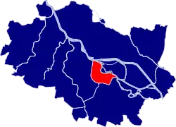 Location of Old Town within Wrocław