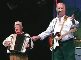 Banner and Budd performing at the 2011 Wychwood Festival