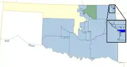 Location (Blue) in the U.S. state of Oklahoma