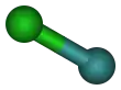 Ball-and-stick model of xenon monochloride