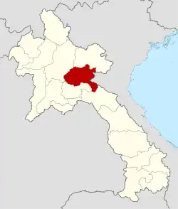 Map showing location of Xiangkhouang province in Laos