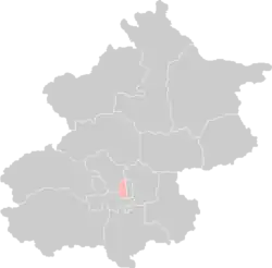 Location of Xicheng District in Beijing