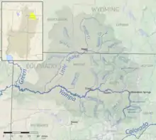 Map of the Yampa drainage basin, showing the Little Snake north of the Yampa.