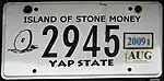 Stone depicted on Yap license plate