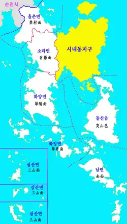 Samsan-myeon(삼산면) in the map of Yeosu