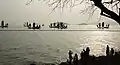 Wuxi Taihu Lake near Yuantouzhu with ancient fishing ships (2012)