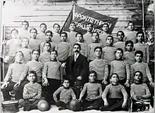 Photograph of Pontian boys in sports uniforms.