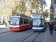 Forchbahn and city trams at the Stadelhofen terminus