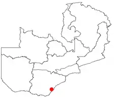 Location of Sinazongwe in Zambia