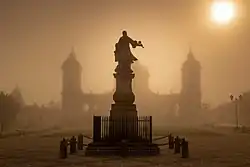 Market Square with the statue of hetman Stefan Czarniecki and the Holy Trinity Church