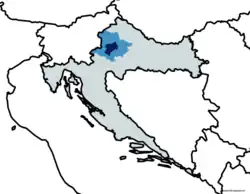 Zagreb city (dark blue) and surrounding counties (light blue)