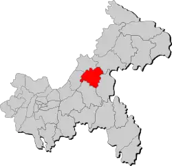 Location of Zhong County in Chongqing