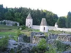 Ruins of former monastic cells and common building