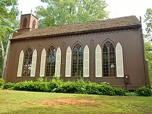 Zion Episcopal Church was founded in the 1830s. Inside the church, above the plain wooden pews, are galleries meant for slave parishioners. The church is still in use today and was added to the National Register of Historic Places on May 8, 1974.