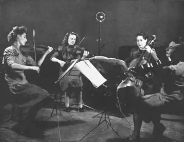 Olive Zorian playing in the Zorian Quartet