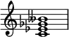  {
\override Score.TimeSignature #'stencil = ##f
\relative c' { 
  \clef treble \time 4/4
  <c es ges beses>1
} }
