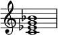  {
\override Score.TimeSignature #'stencil = ##f
\relative c' { 
  \clef treble \time 4/4
  <c es g bes>1
} }
