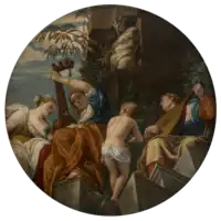  circular painting with multiple figures